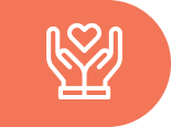 a hand holding a heart icon on an orange circle, symbolizing love and affection