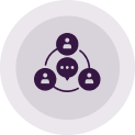 a purple circle with four smaller circles on top of it, forming a visually appealing pattern