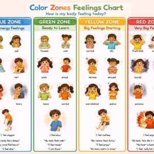 Zones of Regulation Feelings Chart + Calm Breathing Techniques | SEL | Emotions